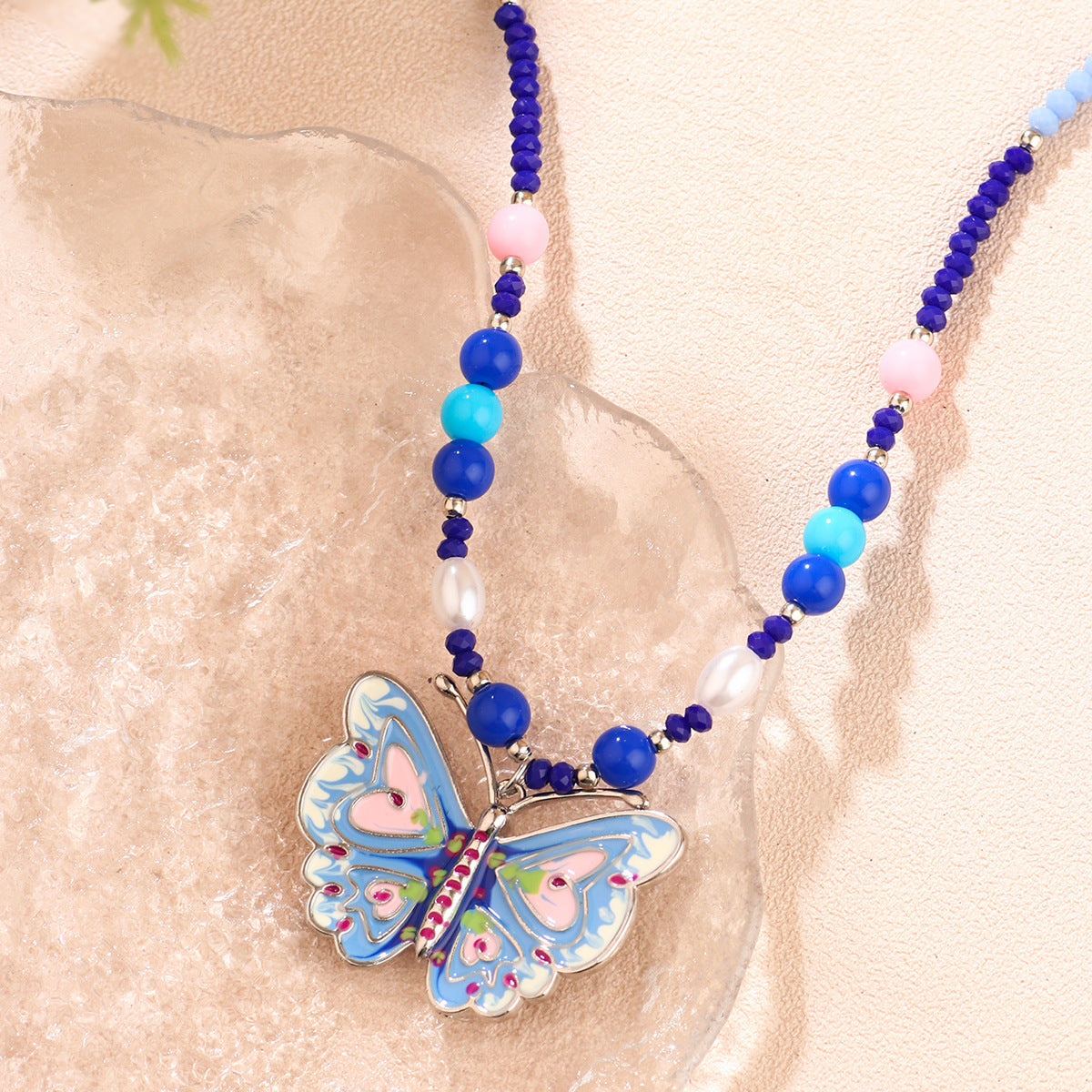 Wholesale High-end colorful butterfly stone clavicle necklace for women